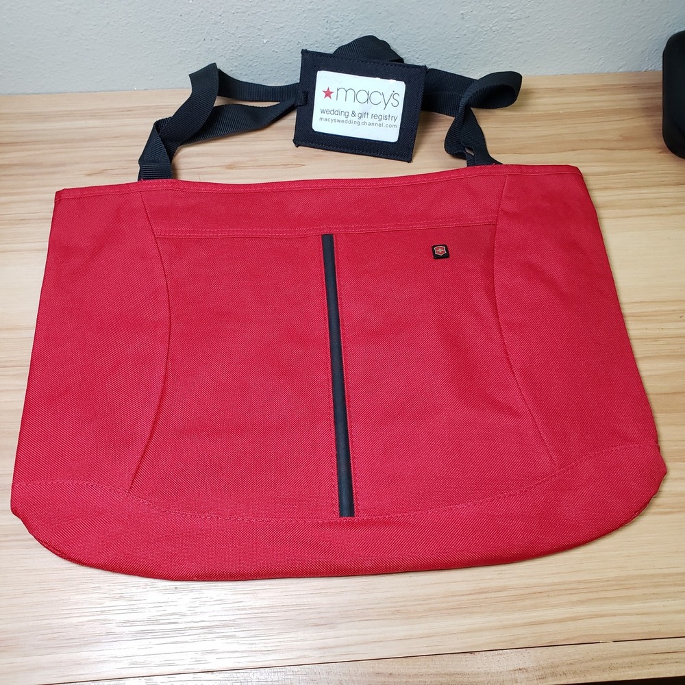 Victorinox Traveler Tote‎ Bag Red Canvas Black Trim Simple Carry All Swiss Army